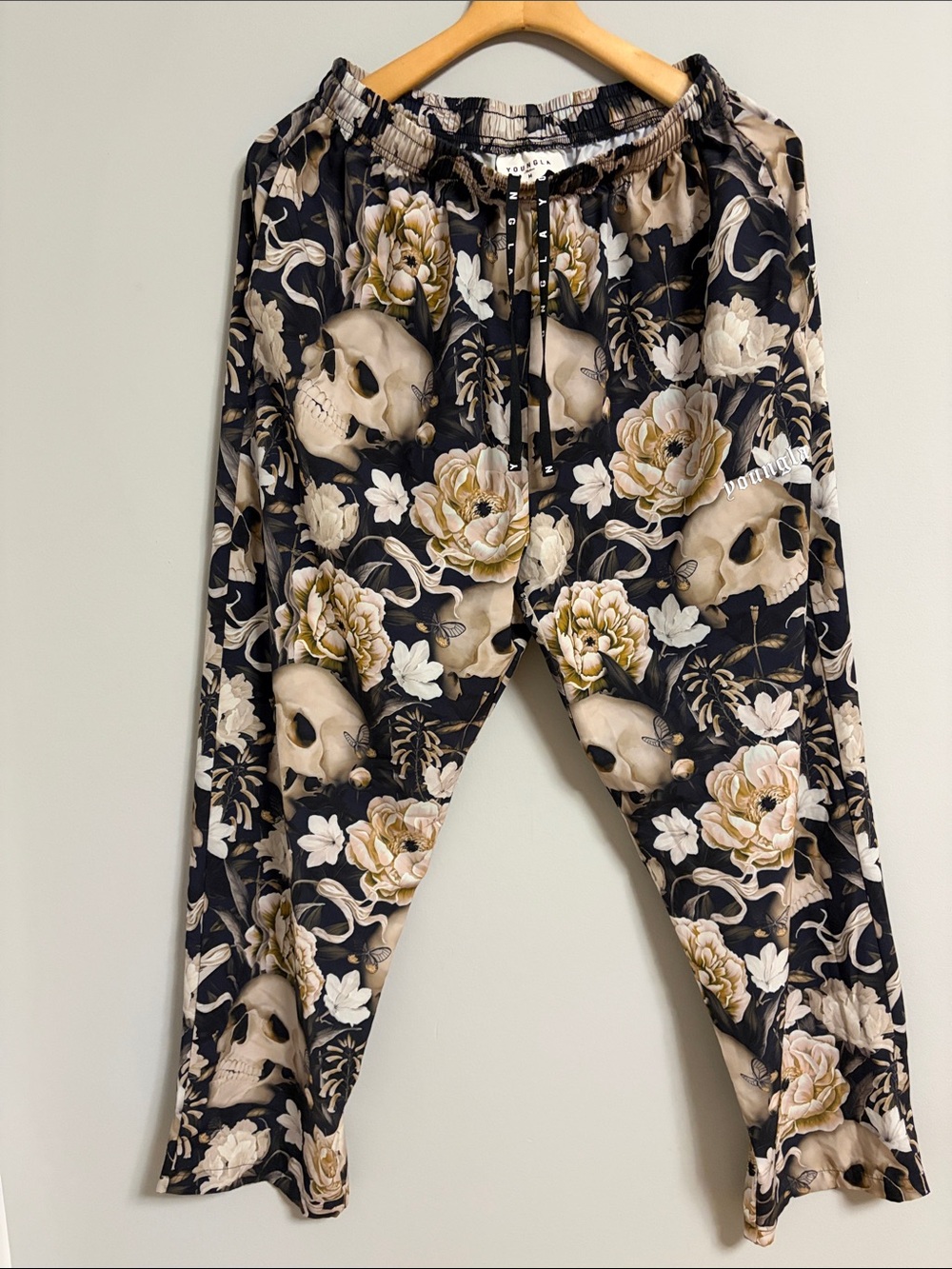 YoungLA 217 Floral Ugly Skull Lounge Pants Men's M (Fits Unisex / Women's L)